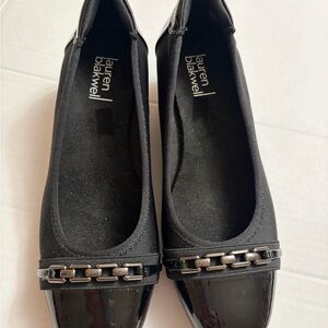 Lauren Blackwell Black Chain Detail Flats